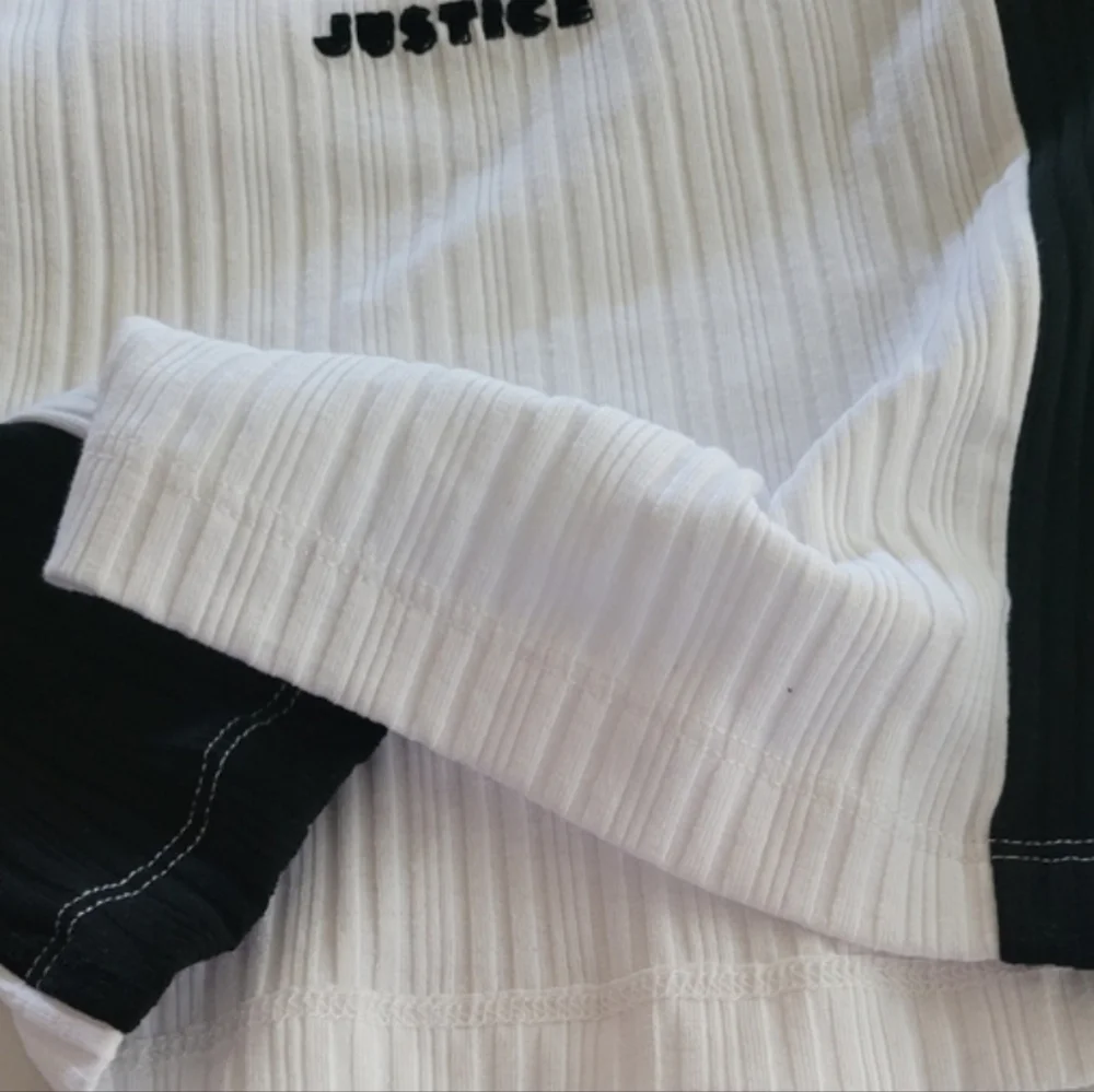 Justice White and Black Ribbed Pac Man Ghosts Tank Top Size XS Heart Of Justice